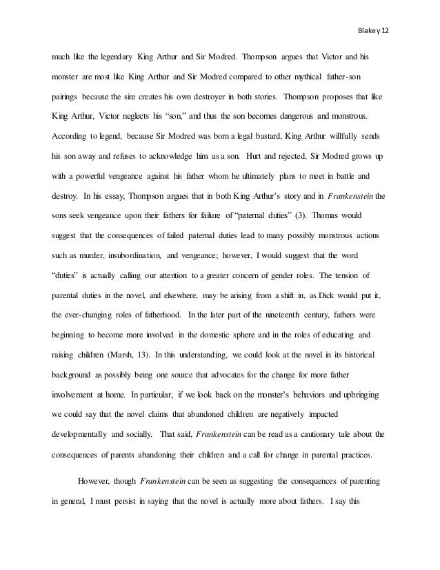frankenstein abandonment essay